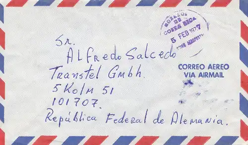 Costa Rica: 1977: letter Correo Aero via Air mail to Cologne