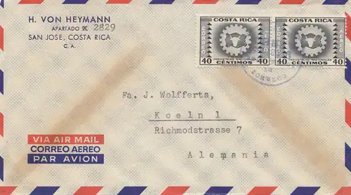 Costa Rica: 1958 San Jose to Cologne