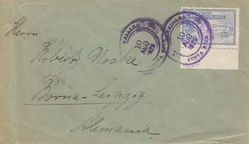 Costa Rica: 1928 air mail Turrialba to Borna-Leipzig