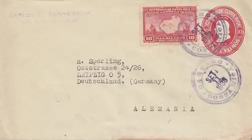 Costa Rica: 1938: San Jose Oartago to Leipzig