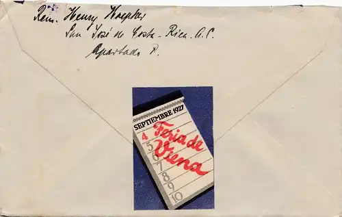 Costa Rica: 1927: letter to München - Feria de Viena