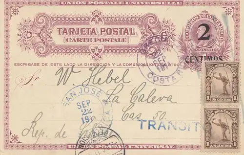 Costa Rica: 1911: San Jose to to La Calera - Chile