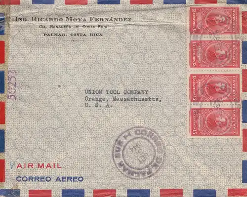 Costa Rica: 1944: Palmar to Orange-Mass. USA