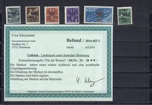 Dt. Besetzung Laibach: MiNr. 33-38, postfrisch