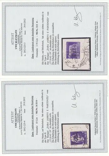 Zara: Min. 1-16, cacheté sur la lettre, 4x BPP Attest