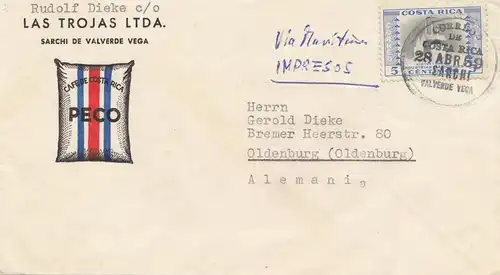 Costa Rica: 1959: Valverde Vega to Oldenburg