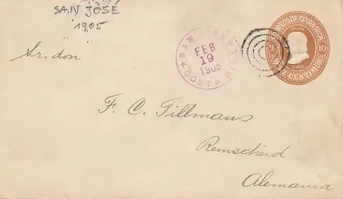 Costa Rica: 1905: San Jose to Remscheid