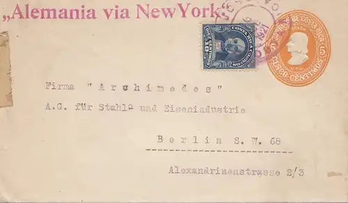 Costa Rica: 1921: San Jose to Berlin - Alemania via New York - steel industries