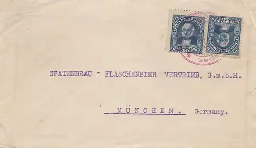 Costa Rica: 1922: letter to Spatenbräu - Flaschenbier München - beer brewery