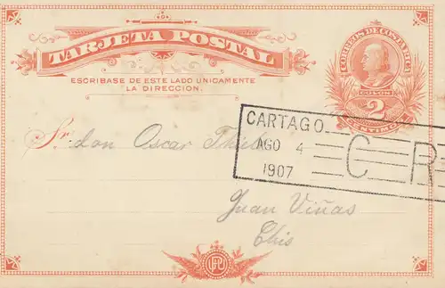 Costa Rica: 1907: Cartago post card