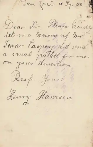 Costa Rica: 1908: San Jose post card