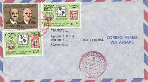 Costa Rica: 1977: San Jose to Colonia-Köln - airmail
