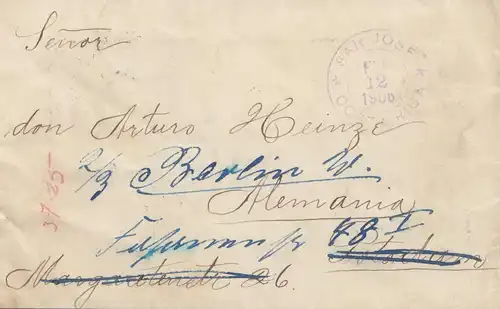 Costa Rica: 1906: San Jose to Potsdam - forwarded to Berlin