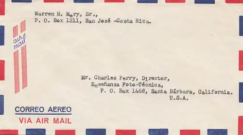 Costa Rica: Air Mail San Jose to Santa Barbara