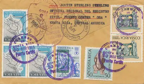 Costa Rica: Registered 1966 Puerta Cortes to Chicago