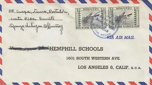 Costa Rica: 1955: San Jose to Los Angeles, Air Mail