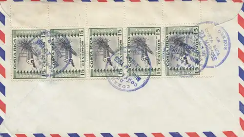 Costa Rica: 1955: San Jose to Los Angeles, Air Mail