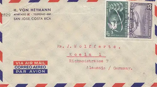 Costa Rica: air mail San Jose to Köln