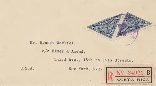 Costa Rica: 1936: Registered San Jose to New York