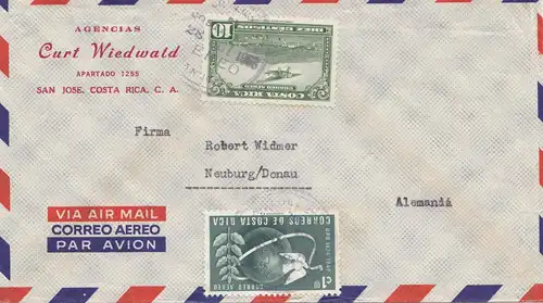 Costa Rica: 1953: San Jose - Solennium - to Neuchâtel/Danube