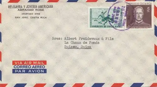 Costa Rica: 1966: San Jose to La Chaux de Fonds Switzerland - Aero Transatlantic