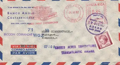 Costa Rica: 1962 San Jose to Stuttgart Transatlantic Airmail