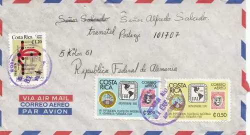 Costa Rica: 1977 San Jose to  Transtel GmbH  Köln