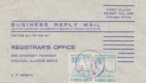 Costa Rica: 19xx Business Reply Mail to Chicago