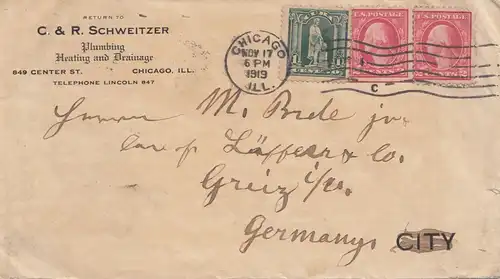 1919: Plumbing and heating Chicago to Greiz/Germany