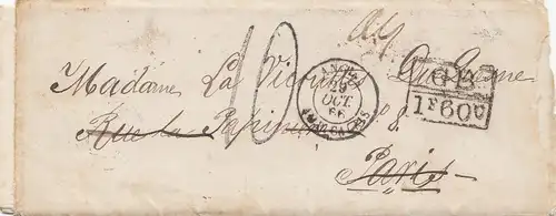 1867: small letter Havana to Paris, y compris français letter