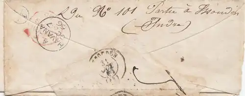 1867: small letter Havana to Paris, y compris français letter