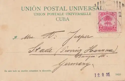 1909: post card Calle Padre Picolo to Stade/Germany