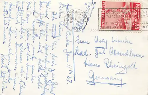 1937: Post card parque central to Oberslema- Haus Rheingold