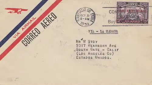 1930: Santiago to Los Angeles via air mail, Servicio Aero National