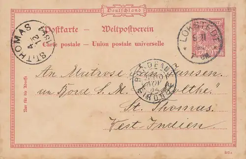 Dansk-Vestindien: 1894: Lokstedt Germany to St. Thomas