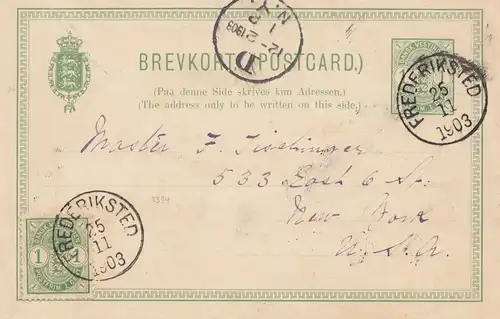 Dansk-Vestindien: 1903: post card Frederiksted to New York