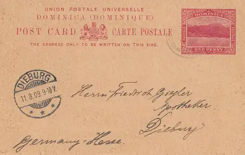 République dominicaine: 1909: Post card to Dieburg/Germany