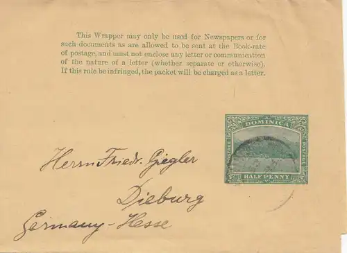 Domenikanische Republik: 1909: Wrapper to Dieburg