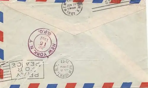 Équateur: 1961 Pray for Peace: Air Mail to Washington, Returned Sheraton Atlantic