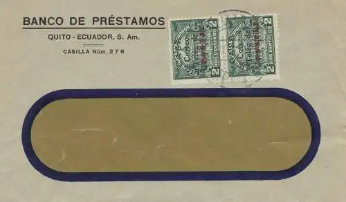 Équateur: letter Banco de Prestamos, Correos Teleg. de Postal