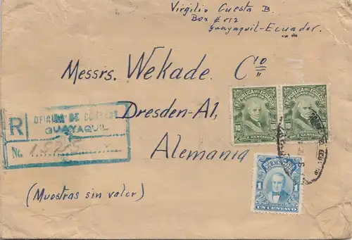 Ecuador: 1926: Registered Guayaqil to Dresden