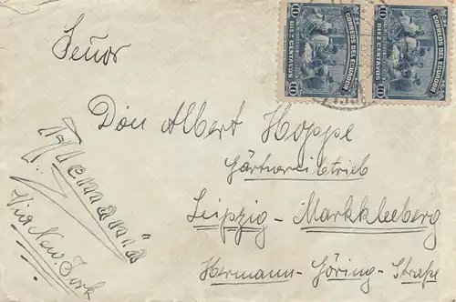 Ecuador: 1937: letter to Leipzig- Gärtnerei via New York