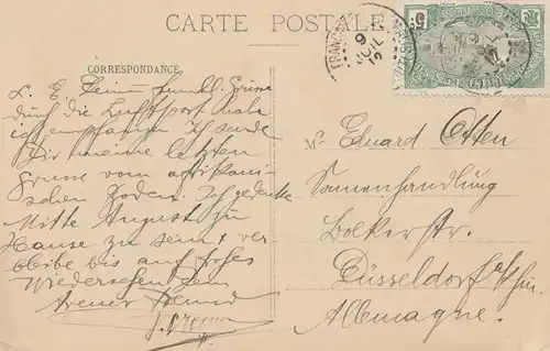 French colonies: Somalie: Post card 1919 to Düsseldorf