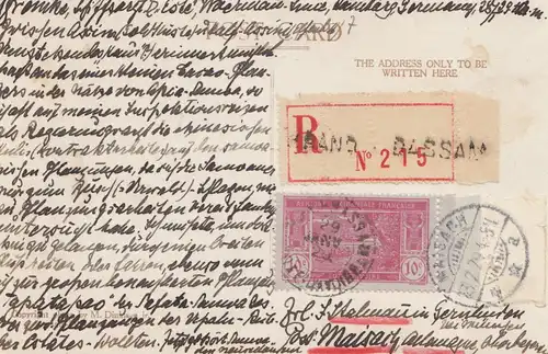 French colonies: Ivory Coast post card registered 1929 to Maisach/Germany