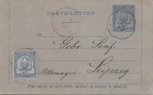 French colonies: Tunisie: carte-letter to Leipzig 1895