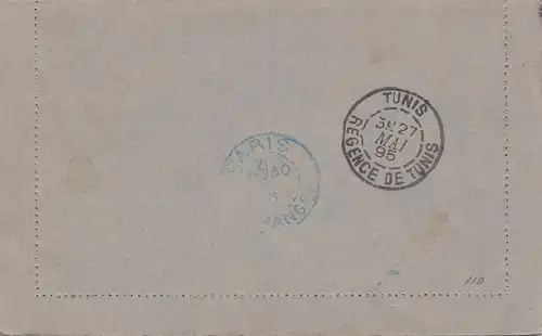 French colonies: Tunisie: carte-letter to Leipzig 1895