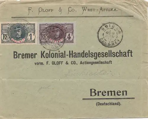 French colonies: Dahomey: 1911: Letter to Bremen