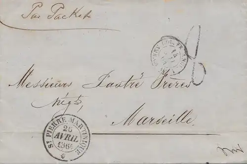 French colonies: Martinique - Saint Pierre 1864 to Marseille