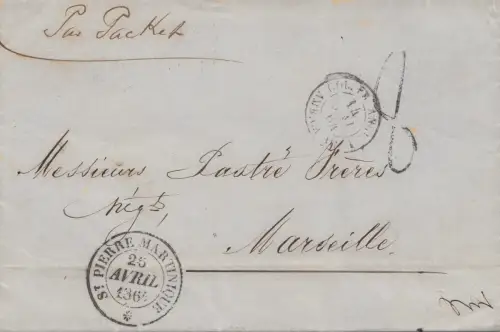 French colonies: Martinique - Saint Pierre 1864 to Marseille