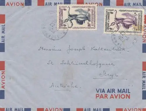 French colonies: Cambodge 1953 via air mal to Steyr/Austria